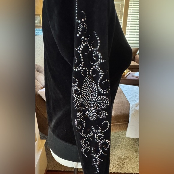 BCBGMaxAzria Y2K Black Rhinestone Bomber Jacket - Picture 4 of 15